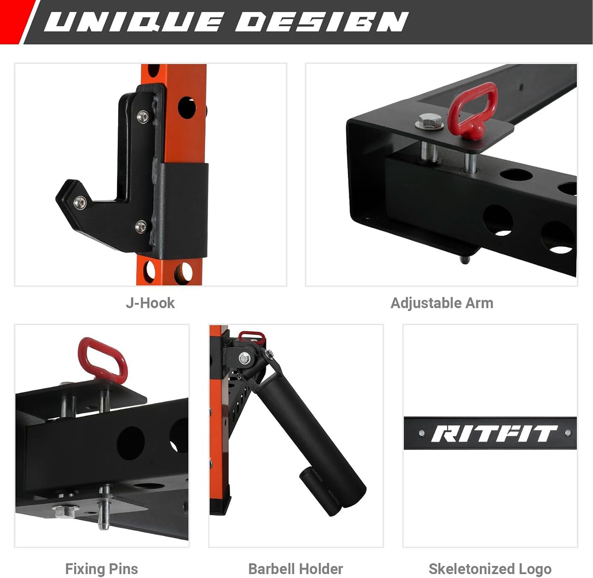 2.36'' X 2.36'' Folding Squat Rack for Home Gym, Wall Mounted Squat Rack with Attachments - Space Saving Squat Power Rack