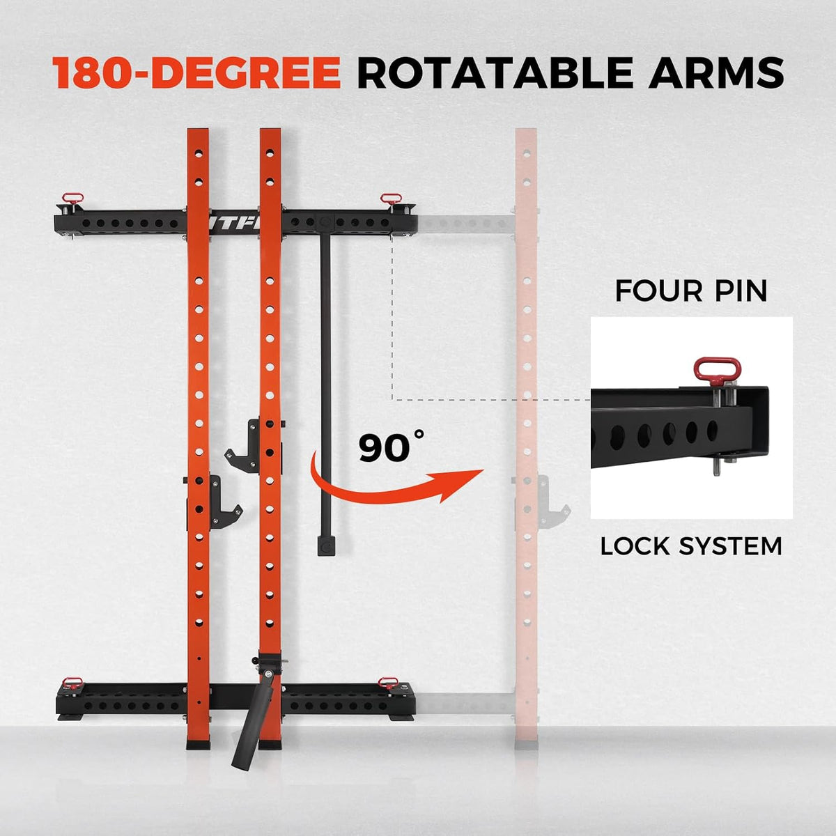 2.36'' X 2.36'' Folding Squat Rack for Home Gym, Wall Mounted Squat Rack with Attachments - Space Saving Squat Power Rack