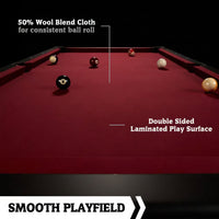 Pool Table Built for Consistent Play, 84 Inch, Wool Blend Surface, K-818 Bumpers, Complete Accessory Set