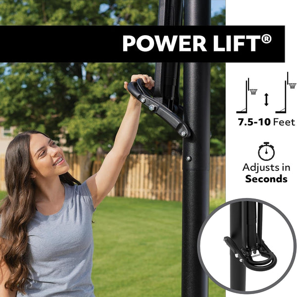 Portable Basketball System Designed for Outdoor Play, 54-Inch Shatterproof Backboard, Power Lift Height Adjustment