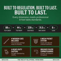 Pool Table 8 Feet Full Optional – Vintage Green — Results & Stats