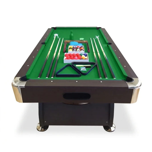 Pool Table Built for Full Size Gameplay, 8 Foot Professional Dimensions, Automatic Ball Return, Complete Set — Studio Shot